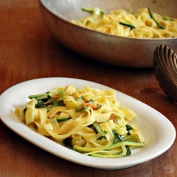 Fettuccine Carbonara with Zucchini