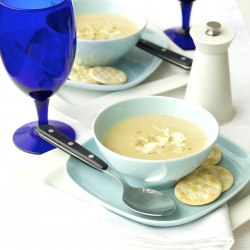 Parsnip-Pear Soup w/ Almond-Vanilla