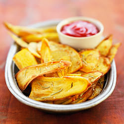 Sweet Potato Chips with Ketchup