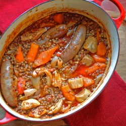 Toulouse Sausages with Puy Lentils