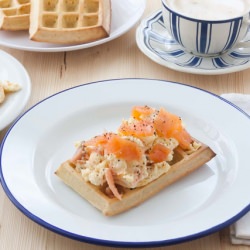 Scrambled Eggs & Salmon Waffles