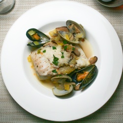 Braised Halibut with Clams & Mussel