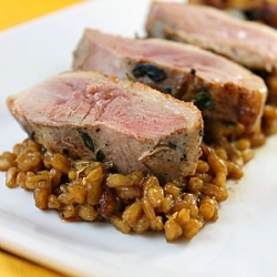 Duck with Cider-Farro Risotto