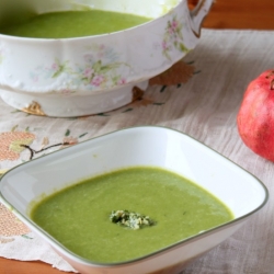 Pea and Arugula Soup w/Dill Pesto