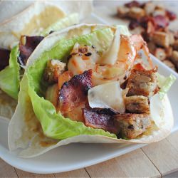 Double Decker Shrimp Caesar Tacos