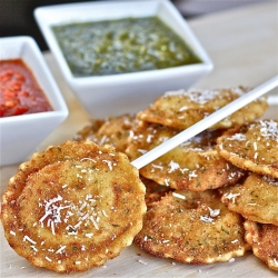 Toasted Ravioli Lollipops