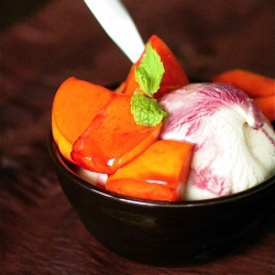 Persimmons in Spiced Syrah Syrup