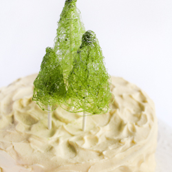 Cake with Spun Sugar Xmas Trees