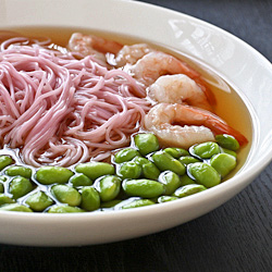 Ume Somen with Edamame and Shrimps