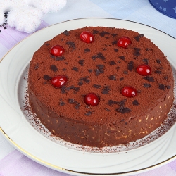 Chocolate Cake with Nuts and Fruit