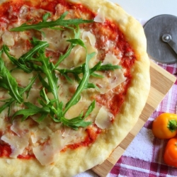 Parmesan-Arugula Pizza ( No-knead)