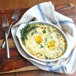 Shirred Eggs & Garlicky Swiss Chard