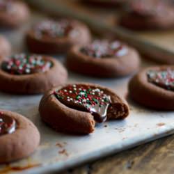 Mini Chocolate Thumbprint Cookies