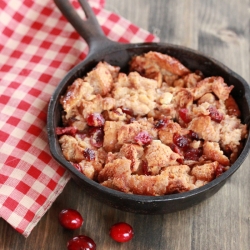 White Choc Cranberry Bread Pudding