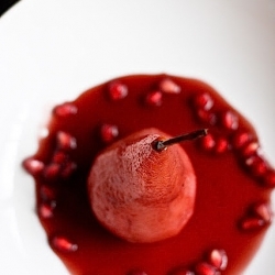 Poached Pears with Pomegranate