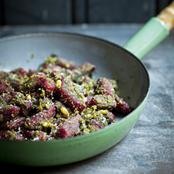 Beetroot Gnocchi with Green Pesto