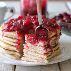 Pancakes with Cranberry Maple Syrup