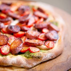 Chorizo and Pesto Pizza