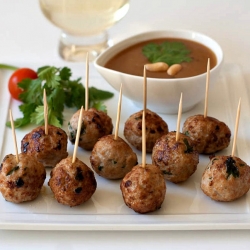 Pork Meatballs with Peanut Sauce