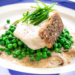 Chilean Sea Bass w/ Peas & Shiitake