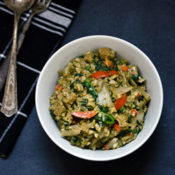 Pesto Infused Rice with Seitan