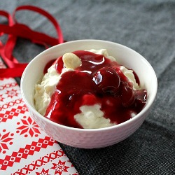 Rice Pudding with Cherry Sauce