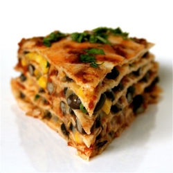 Stacked Black Bean Enchilada Pie