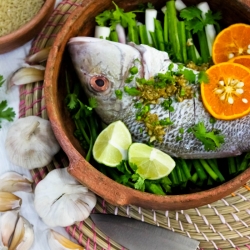 Pomegranates & Citrus Fish Clay Pot