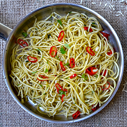 Spaghetti with Garlic, Oil & Chilli