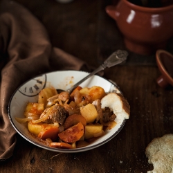 Lamb And Vegetables Roasted In Pots