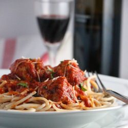 Turkey Meatballs on Spelt Pasta