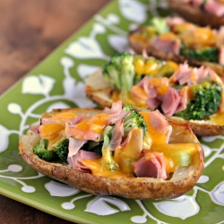 Ham Broccoli Cheddar Potato Skins