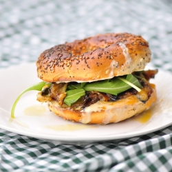 Eggplant and Arugula Bagel Sandwich