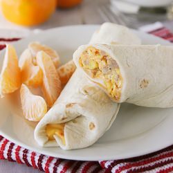 Cheesy Sausage Breakfast Burritos