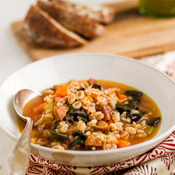 Farro Soup with Red Chard