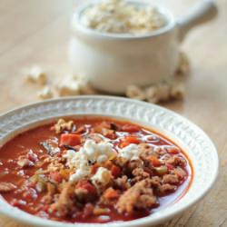 Turkey Chili w/ Spicy Popcorn