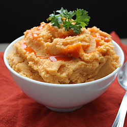 Buffalo Hummus Mashed Potatoes