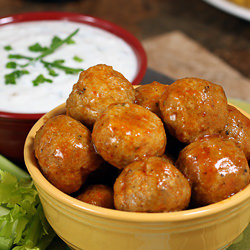 Buffalo Chicken Meatball Poppers