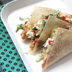 BBQ Chicken Wonton Tacos