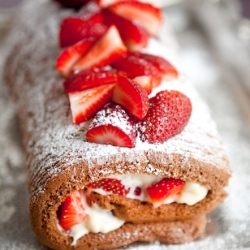 Chocolate and Strawberry Roulade