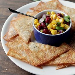 Baked Wonton Chips and Corn Salsa