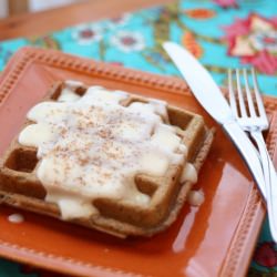 Buckwheat Waffles and Vanilla Sauce