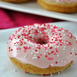 Vanilla Donuts with Strawberry Glaze