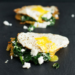 Feta Eggs Florentine on Hashbrown