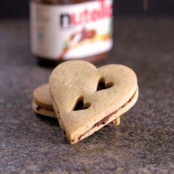 Pecan Nutella Heart Cookies