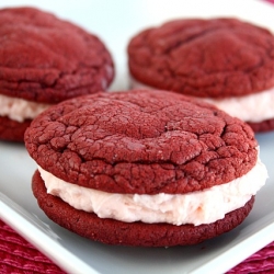 Red Velvet Whoopie Pies with Cherry