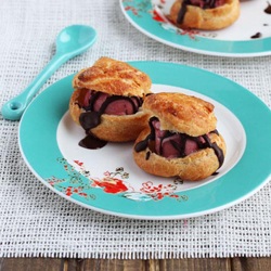 Profiteroles with Raspberry Sorbet