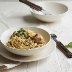 Mushroom Zucchini Cream Spaghettini