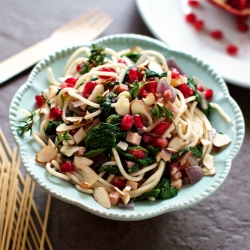 Pancetta-Spinach-Pomegranate Pasta