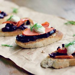 Beet + Smoked Salmon Crostini